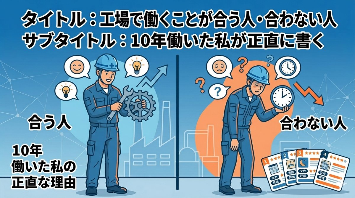 工場で働くことが合う人・合わない人を対比したイメージ